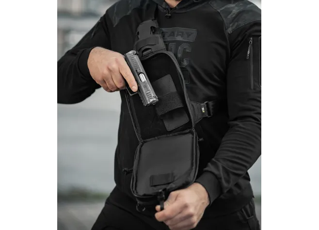 Сумка M-Tac Sling Pistol Bag Hex с липучкой Black Фото 4